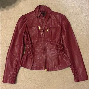 Wet Seal Burgundy Faux Leather Jacket